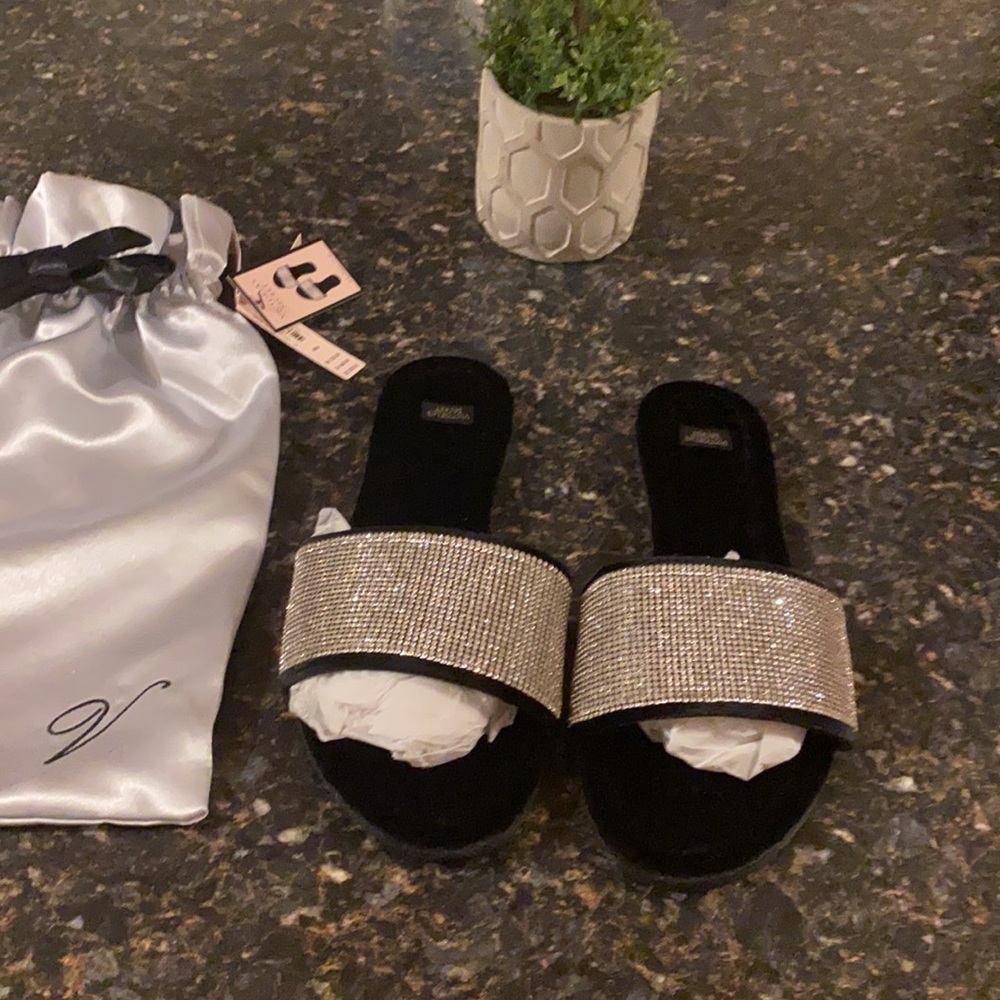 Womens Victoria Secret Rhinestone Slides Size 7/8 - Picture 2 of 3